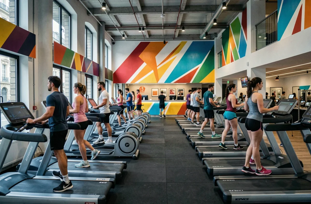 Zone cardio animée avec tapis de course et machines elliptiques au Fitness Park Bordeaux Mériadeck