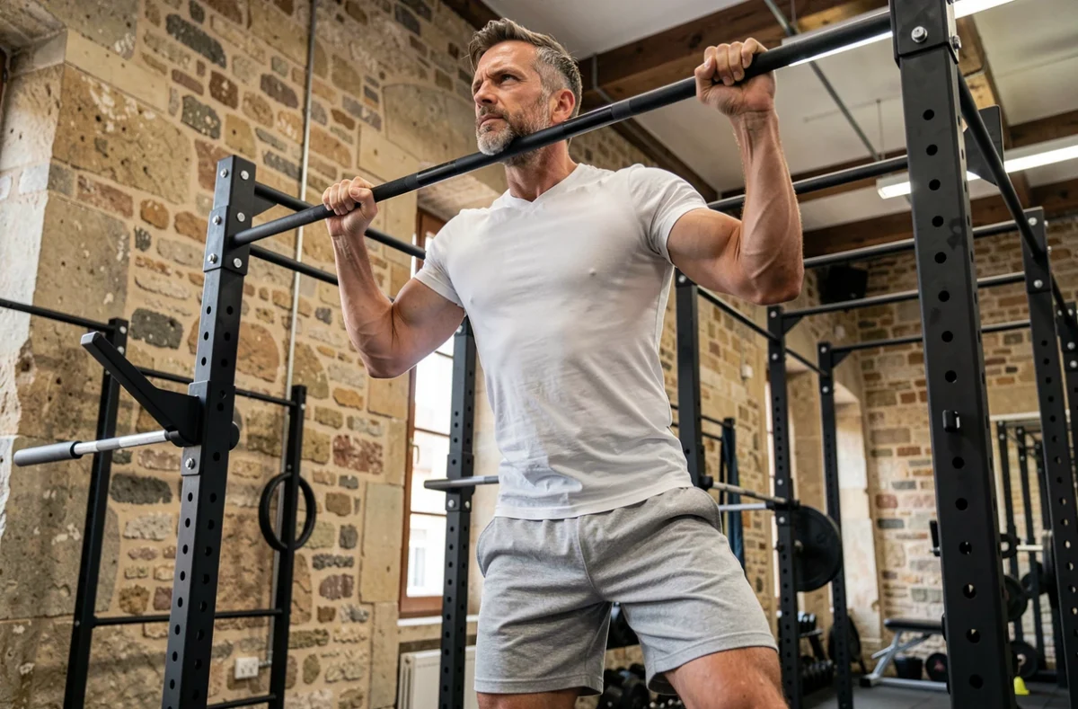 Homme réalisant des tractions sur une barre dans la salle Square Gym Bordeaux Chartrons
